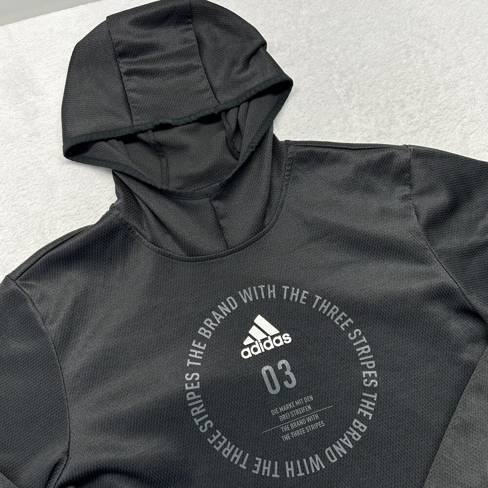 Adidas Hoodie Mens M Black Pullover CLIMAWARM Hooded Kangaroo Pocket Thermal